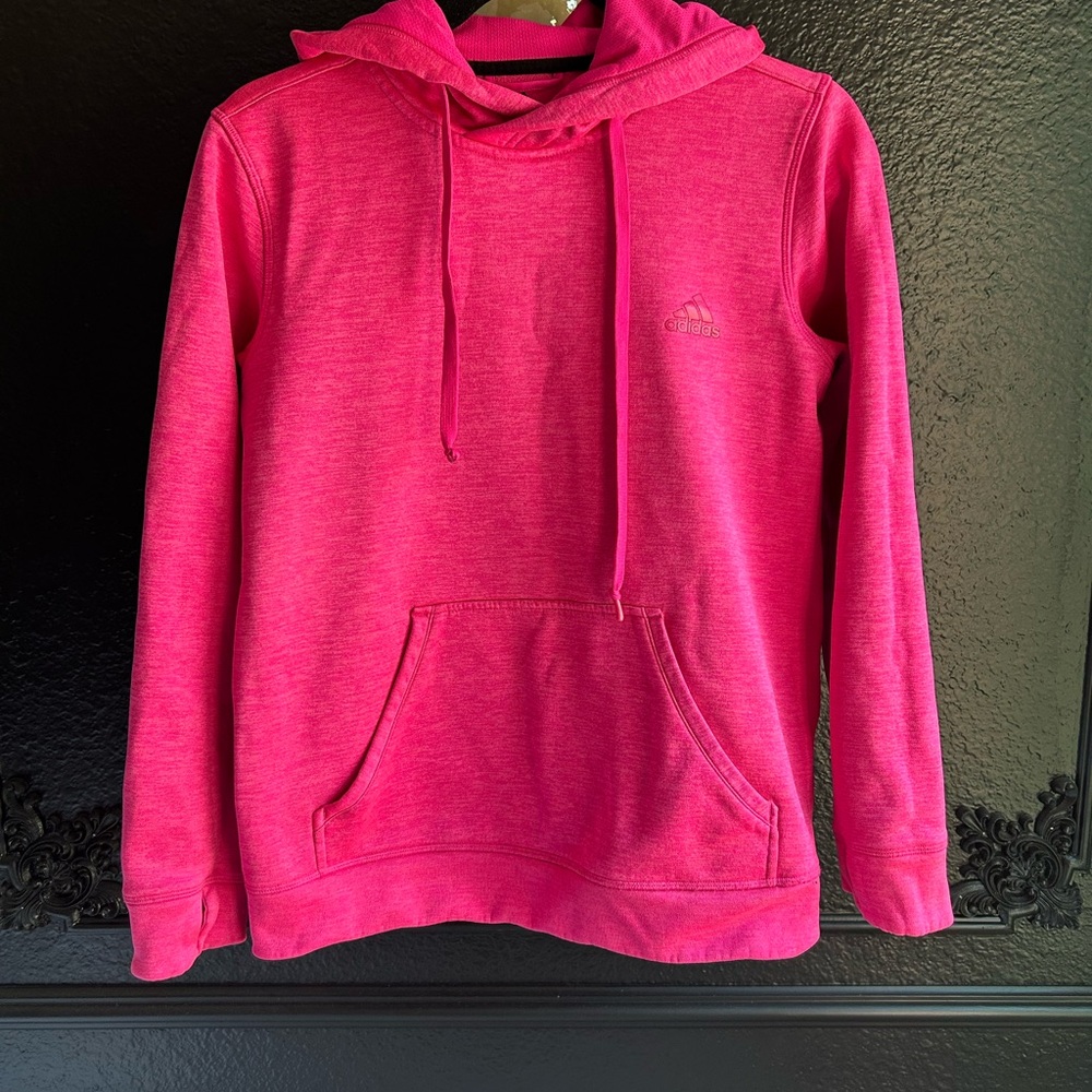 Addidas Climawarm Pink Hoodie with Thumbholes. Size Small